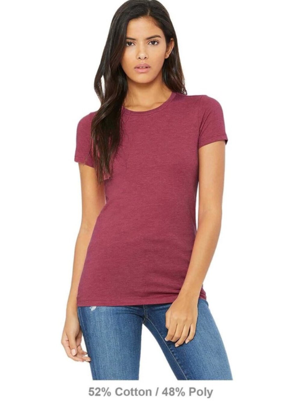 Bella Canvas Women's Slim Fit Heather Raspberry T-Shirt Size XL